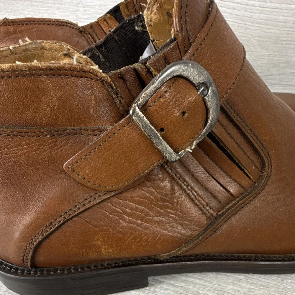 Venturini Made in Italy Mens 10 Brown Leather Buckle Ankle Boots Heritage Style